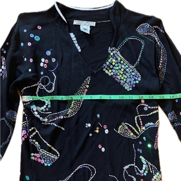 ALBERTO MAKALI Chic Black Beaded Handbag Top - Picture 3 of 4